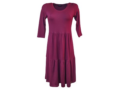 Kaskádové šaty ve vínové barvě - vel.38