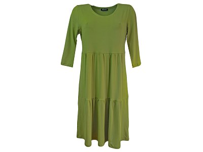 Hráškově zelené kaskádové šaty - vel.38