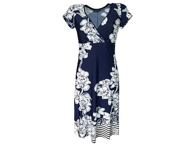 Letní modré šaty s bílým tiskem - vel.38