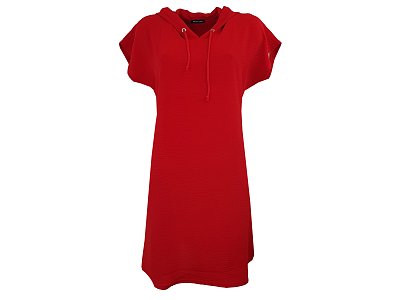 Červené volné šaty s kapucí - vel.38