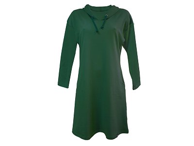 Šaty z teplákoviny v lahvově zelené barvě - vel.38