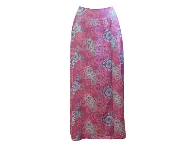 Dlouhá růžová letní sukně s tiskem - vel.38