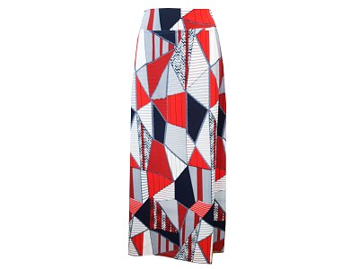 Letní maxi sukně s červeno modrým tiskem - vel.38