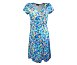 Modré zavinovací šaty s barevným tiskem - vel.42