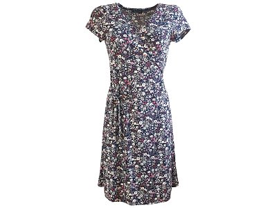 Zavinovací šaty s tiskem fialových kvítků - vel.38