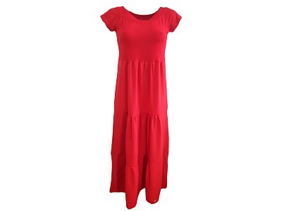 Dlouhé červené kaskádové šaty - vel.38