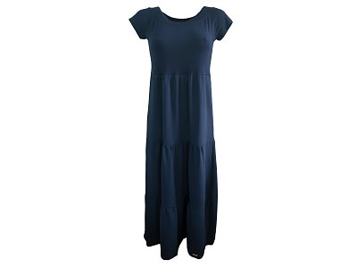 Dlouhé modré kaskádové šaty - vel.38