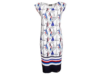 Letní šaty s tiskem plachetnic - vel.38